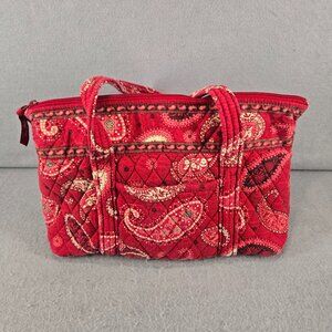 Vera Bradley Shoulder Bag/Purse, Paisley Red, Quilted, Zip Closure, Pockets